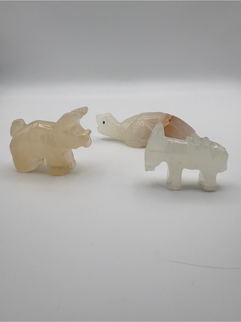 Hand Carved Onyx Animal Figurines Turtle Donkey Hippo